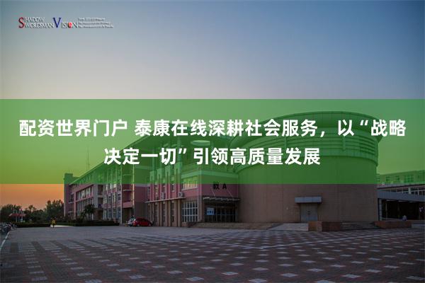 配资世界门户 泰康在线深耕社会服务，以“战略决定一切”引领高质量发展