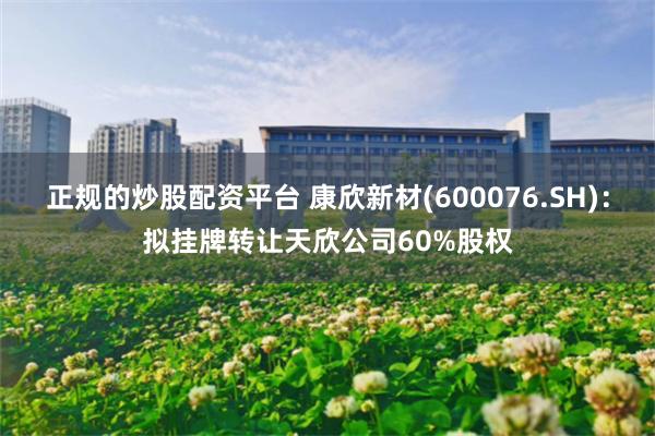 正规的炒股配资平台 康欣新材(600076.SH)：拟挂牌转