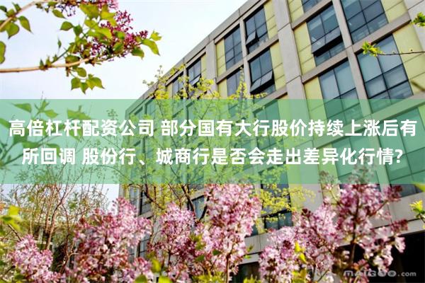 高倍杠杆配资公司 部分国有大行股价持续上涨后有所回调 股份行